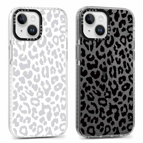 Yoedge 2 Stück Handyhülle für iPhone 15 Hülle 6,1, Leopard Muster Frauen Mädchen Aesthetic Handyhülle, Transparent Dünn Weich Silikon TPU Slim Fit Stoßfest Kratzfest Schutzhülle für iPhone 15