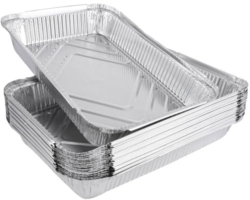 ASelected 30Pcs Aluminium Large Foil Trays, 315X214X49Mm Tin Foil Trays for BBQ, Roasting, Baking, Cooking, Broiling -2250Ml Silver Foil Trays Containers