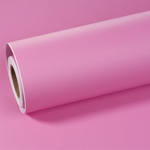 ReWallpaper Möbelfolie Selbstklebend Matt Rosa für Schranktür Tischplatte Klebefolie Möbel Kinder Mädchen Selbstklebende Tapete Rosa Tapeten für Wohnzimmer Flur Badezimmer Wand 40cm×3m