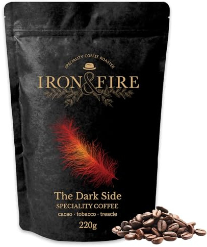 The Darkside Specialty Blend 220g Whole Beans - Indulge in the Depths of Award-Winning Dark Roasted Coffee with Notes of Cacao, Spice, and Treacle - IRON & FIRE