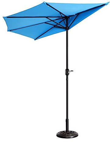 Halbrunder Sonnenschirm für den Außenbereich mit Kurbel, UV-Schutz, Gartenschirm, Terrassenschirm, nicht kippbar, Halbschirm für Strand und Außenbereich