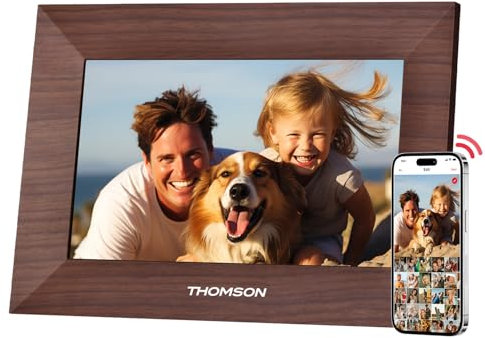 THOMSON Cadre Photo Numérique Connecté 7 Pouces, Cadre Photo Numérique WiFi, Mémoire 32 Go, Cadres Photo Numérique écran Tactile WSVGA IPS, Partage de Musique, Photos et vidéos