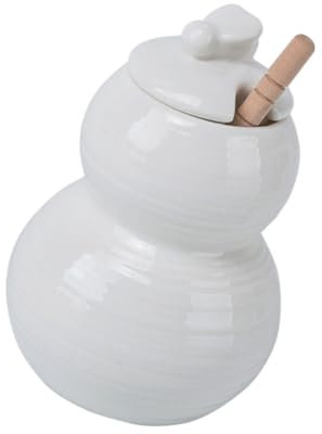 Amosfun Honey Pot Storage Jar Ceramic Can Spoon Honey Pot and Storage for Kitchen