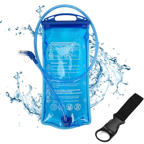 CLKE PE 2L hydreringsblåsa, dubbelförseglad hydreringsblåsa, BPA-fri vätskepaket, läckagesäker vätskeblåsa med isolerad tub för cykling, vandring, camping, cykling (blå), BLÅ, en storlek
