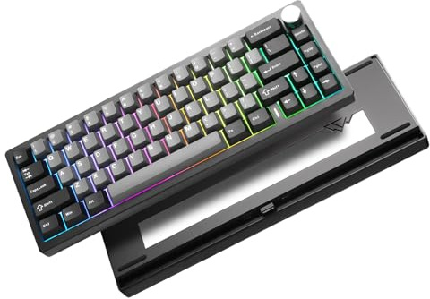 YUNZII AL68 Wireless Mechanical Keyboard,Full Aluminum CNC,60% Layout with Knob, QMK/VIA Software,Gasket Mounted,Hot Swappable,RGB Backlit,BT/2.4G/USB-C for Mac/Win (black, zero linear switch)