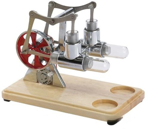Stirlingmotor Modell Zweizylinder Spielzeug Motor Töpferräder Zubehör Motor Modellbausatz Wissenschaftliches Physikalisches Modell B
