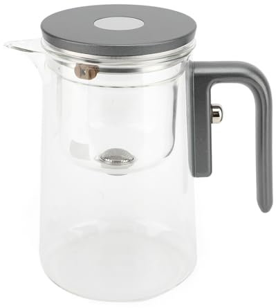 Glass Teapot, 800ml Water Separation Glass Tea Pot with Strainer and Infuser, Magnetic Transparent Loose Leaf Tea Pot with Press Control for Home Office Restaurant