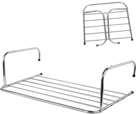 Aeratore pieghevole per termosifoni, Asciugatrice sospesa in acciaio inossidabile, stendibiancheria multifunzione for radiatori da balcone, stendibiancheria pieghevole con bracci regolabili(80x38x18cm