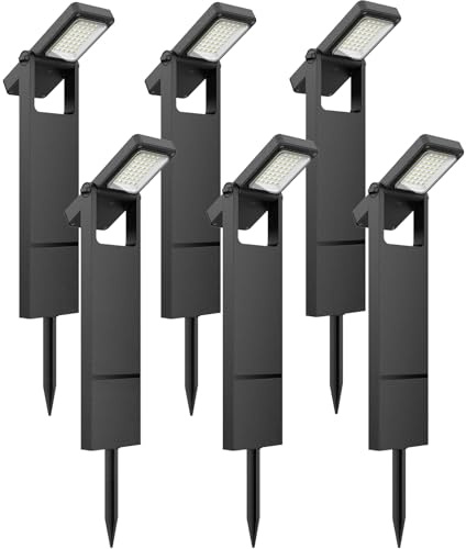 OUSFOT Lampe Solaire Exterieure Jardin 6 Pièces 40 LED, Lumiere Solaire Exterieur avec Deux Niveaux de Luminosité, Lampadaire Solaire Étanche IP65, Borne Éclairage pour Jardin, Cour, Allée, Chemin