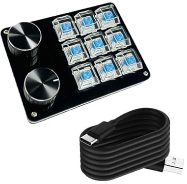 LLINthy Teclados macro programables con 2 perillas, teclado mecánico para juegos, interruptores intercambiables en caliente, almohadilla de control personalizable