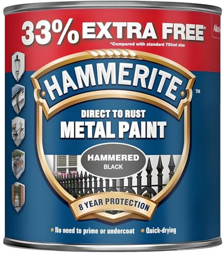 Direct to Rust Metal Paint Hammererd Finish – Black, 1L (Pack of 1) | Anti-Rust Protection | Quick-Drying, Long-Lasting Metal Paint for Indoor & Outdoor Use
