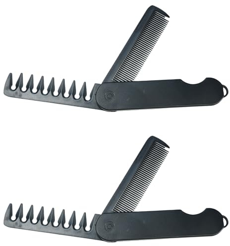YXIING 2 Pcs Mens Comb, 2-in-1 Combs for Men Hair for Hair, Beard Mustache Grooming(Black)