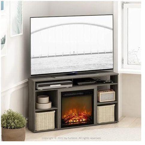 Mueble de TV con Chimenea Soporte for TV con Chimenea for TV, Centro de Consola Multimedia de Entretenimiento Moderno, Soporte Flotante for TV de Almacenamiento Grande Chimenea eléctrica