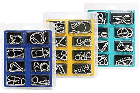 24PCS Metal Brain Teaser Puzzles Toy,Steel IQ Games Physics Mind Metal Puzzles for Kids, Basket Stocking Stuffers for Boys Girls Adults Challenge Gifts
