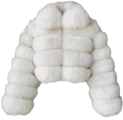 Vit päls dam fluffig fuskpäls kappa cropped jacka zip up vinter varma fuzzy jackor