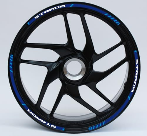 Adesivi Cerchioni Moto Set Completo per 2 Ruote 17 Pollici Stickers Strisce Cerchi Custom Vari Colori universale BLU E BIANCO D0138