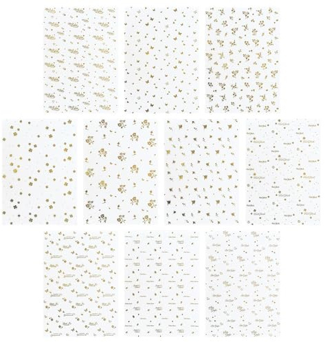 Ideen mit Herz Papel transparente con papel de aluminio dorado, DIN A4, para faroles, tarjetas de felicitación, motivos 3D, 130 g/m², 10 diseños, color blanco, 20 hojas (surtido 3)