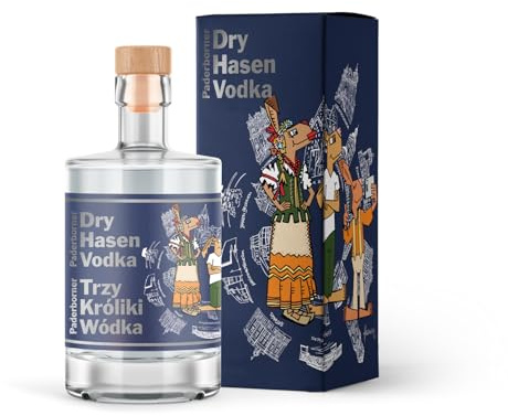 Dry Hasen Vodka by Herman Reichold | mit hochwertiger Geschenkverpackung| Handcrafted Wodkaodka pur, für Longdrinks & Cocktails | für Paderborn Liebhaber & Fans | 500ml Einzelflasche | 37,5% Vol.