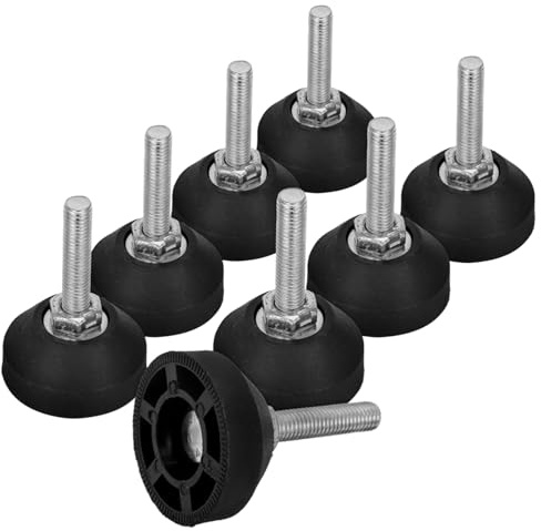 SEWACC 8Pcs Adjustable Furniture Levelers Heavy Duty Carbon Steel Legs with Fixed Base Anti-skid Feet for Tables Shelving Workbench Vibration Minimizing Easy to Install Secure and Stable