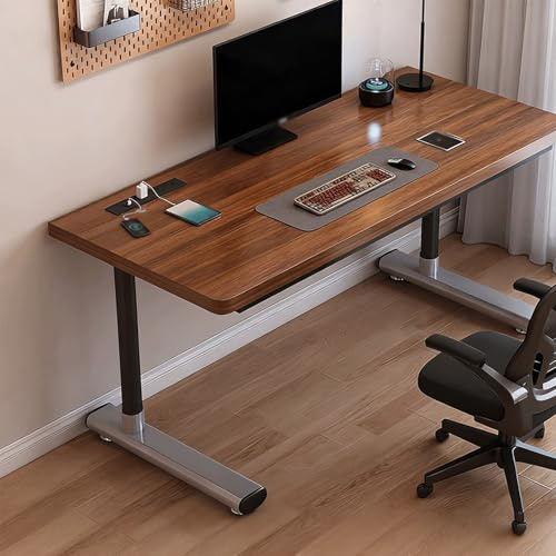 JixCJHj Mesa de Oficina, Despacho Ordenador，Escritorio para PC，Table，Desk，Escritorios para Juegos，de fácil manejo，de Carga USB-A,para Estudio,Oficina,Gaming,Dormitorio(Walnut,140 * 50cm(55 * 20in))