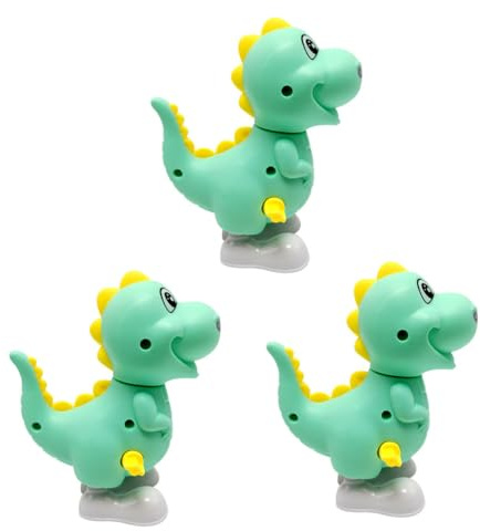 ORFOFE 3Pcs Cartoon Wind-up Dinosaur for Energy-saving Clockwork Jumping Animal Figures Safe and Compact Playroom Decoration Random Color