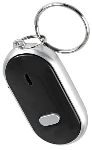 Brrnoo VOICE CONTROL ANTI LOST DEVICE WHISTLE KEY FINDER KEYCHAIN LOCATOR TRACER EMERGENCY LIGHT FOR WALLET CAR PET CHILD (Black)