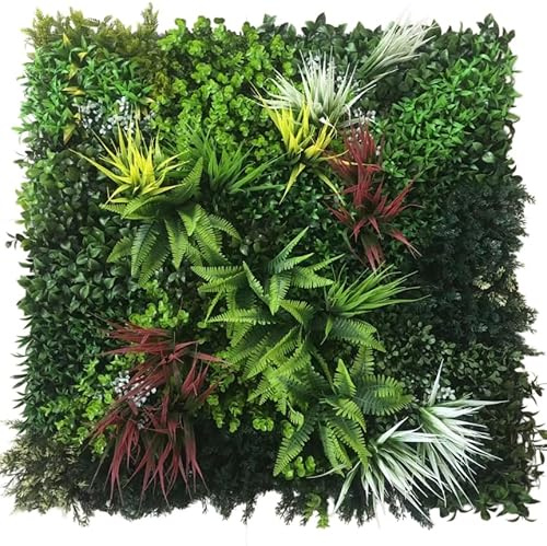 M.J COMFY-LIFE Artificial Hedge Plant Panels 100 x 100cm Grass Plant Wall Panels Green Privacy Living Wall Fence Screening Home Garden Spring Leaf Backdrop for Indoor Outdoor (Type D)