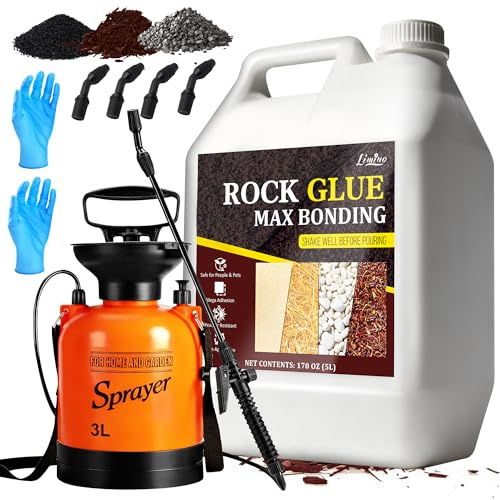 Colle de Paillis avec Pulvérisateur – 5L Colle de Gravier Longue Durée pour Aménagement Paysager Extérieur, Stabilisateur de Liant de Gravier Transparent à Séchage Rapide