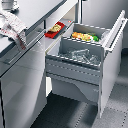 Hailo Abfallsammler 3610621 | Einbaumülleimer CS Slide 60.2/60 Euro-Cargo-S | 2x 30 Liter Auszug Abfalltrennung | Hellgrau