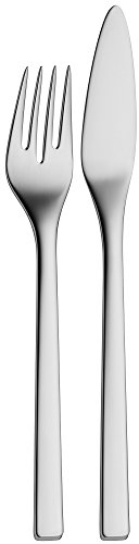 WMF Stratic Fischbesteck 2 teilig Fischset für 1 Person, Fischgabel, Fischmesser, Cromargan protect Edelstahl poliert, kratzbeständig