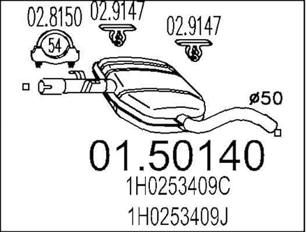 MTS 01.50140 Mittelschalldämpfer für VW GOLF III (1H1)