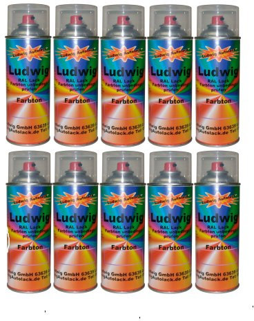 LudwigLacke 10 Spraydosen 400ml Autolack glänzend RAL 2009 Verkehrsorange