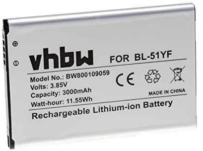 vhbw Akku kompatibel mit LG G4 Stylus, G4 Dual-LTE, G4, G4 Dual SIM, DS1402 Handy Smartphone Telefon (3000 mAh, 3,85 V, Li-Ion)