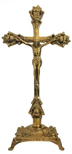 zeitzone Kruzifix Kreuz Jesus-Christus Kreuz Messing Antik-Stil 39cm