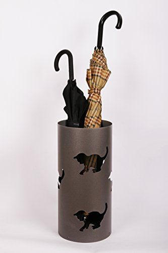 Szagato Regenschirmständer, Katze, 47 x Ø 22,5 cm, Silber, Marke, Made in Germany (Schirmständer, Schirmhalter, Regenschirmhalter)