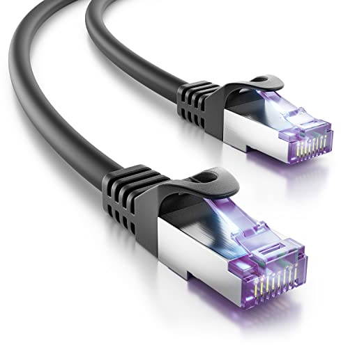 deleyCON 3,0m Cavo di Rete CAT7-10 Gigabit - RJ45 Cavo Patch & Ethernet (Rame, Schermatura SFTP PiMF) - per l'Alta Velocità LAN DSL Interruttore Modem Router Pannello Patch - Nero