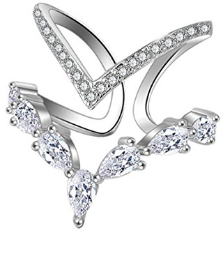 chenyesun Damen Ringe Partnerringe 925 Sterling Silber Verstellbar Personalisierte Modische Unregelmäßige Doppeldiamantring Eröffnungringe