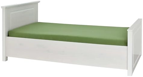 Inter Link Landhausbett Einzelbett Kinderbett 90x200 FSC Kiefer Massivholz Weiss lackiert