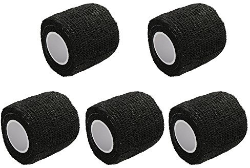 E Support 5Stk Schwarz Rollen Kohesive Selbsthaftende Bandagen Fingerpflaster Fingerverband Wundverband selbstklebend wasserfest 4.5mx5cm