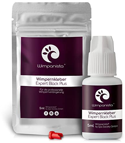 Wimpanista® Wimpernkleber Expert Black PLUS (5ml) für die Wimpernverlängerung, 1-2 Sek. Trocknungszeit, Farbe Schwarz