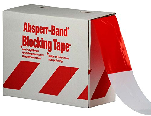 Absperrband, Flatterband, Warnband rot-weiß 80 mm reißfest 500m
