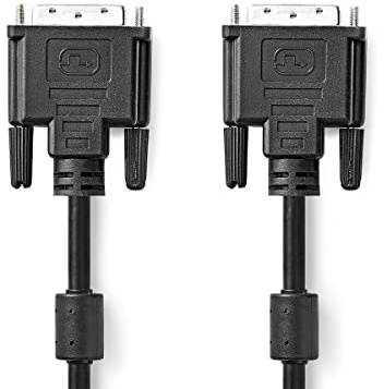 NEDIS Câble DVI | DVI-D 24 + 1 Broches mâle | DVI-D 24 + 1 Broches mâle | 2560x1600 | Plaqué Nickel | 2.00 m | PVC | Noir | Sac en Plastique
