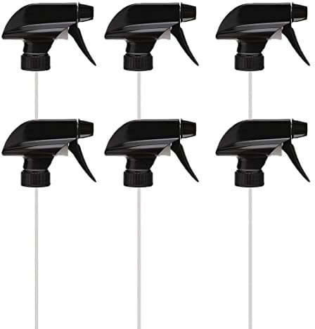 6PCS Black Heavy Duty Plastic 28/410 Sprayer Tops Replacement Standard Mist Spray Trigger Nozzles Stream Head for 8oz/16oz Glass or Plastic Bottles Home Garden Watering Supply