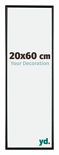Your Decoration - Bilderrahmen 20x60 cm - Schwarz Hochglanz - Bilderrahmen aus Kunststoff mit Acrylglas - Antireflex - 20x60 Rahmen - Evry