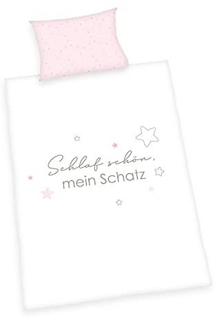 Herding Kleiner Schatz Bio- Bettwäsche-Set, GOTS Zertifiziert, Kopfkissenbezug 40 x 60 cm mit Hoteleinschlag, Bettbezug 100 x 135cm, Mehrfarbig, Knopfverschluss, 100% Baumwolle/Flanell