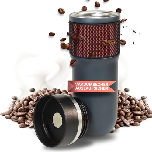 Edelstahl Thermobecher NEPTUN 450 ml - auslaufsicherer Kaffeebecher to go | Kaffeebecher to go, Temperaturerhalt, Kaffee oder Tee, auslaufsicher, Travel Mug, Push Button, Coffee to go