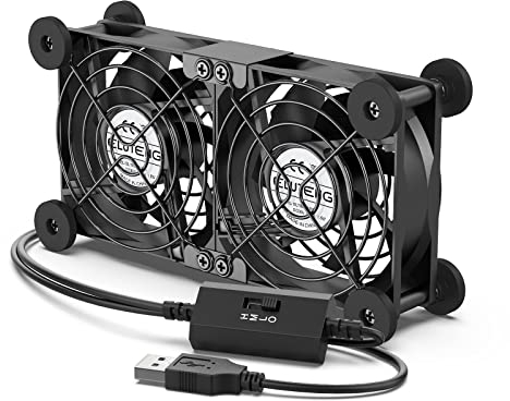 ELUTENG 2 in 1 USB Ventole PC 80mm, Portatile Ventilatore per Computer con 3 velocità Regolabili, Doppia Fila Ventola 5V Ventola di Raffreddamento Elettronica per Laptop/TV Box/Armadio AV/PS4/Router