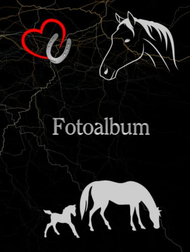 Fotoalbum für Pferde Ponys Pferdealbum Reitturnier Geschenkidee Malbuch Stammbaumbuch Foto Tagebuch Alpaka Pferderassen Züchterbuch Haustiere ... Reiten Fohlen Hengst Esel Haflinger Blitze 02