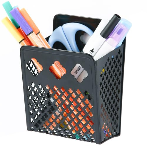 Sanpaint Magnetischer Stifthalter, extra starker magnetischer Stiftehalter, Organizer, für Whiteboard, Kühlschrank und Spindzubehör (1 Korb, 1 Packung, Schwarz)