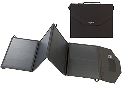 revolt Faltpanel: Mobiles, faltbares Solarpanel, 4 monokristalline Solarzellen, 60 Watt (Solarpanel faltbar mit Laderegler, Faltpanels Solar, wasserdichte Taschen)